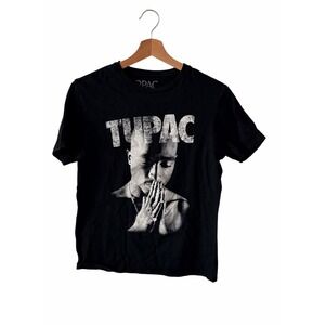 2Pac Tupac Shakur Black Graphic T-Shirt Men's Small 100% Cotton Rap Hip Hop Tee